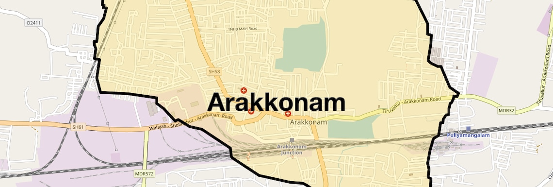 Location Map of Arakkonam, Chennai