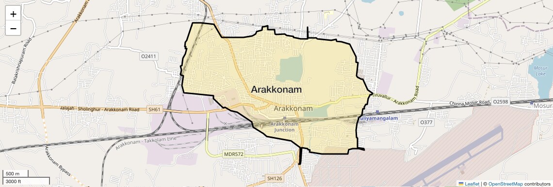 Location Map of Arakkonam, Chennai