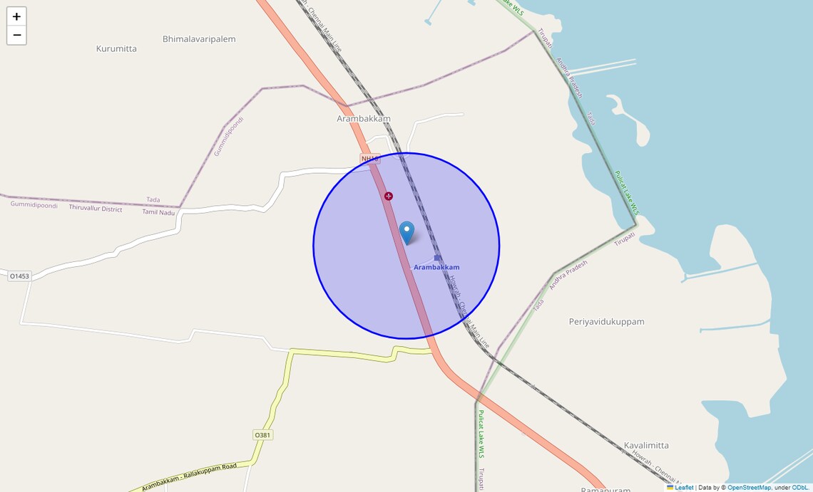 Location Map of Arambakkam, Chennai