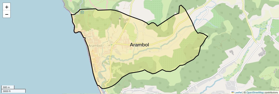 Location Map of Arambol, Goa