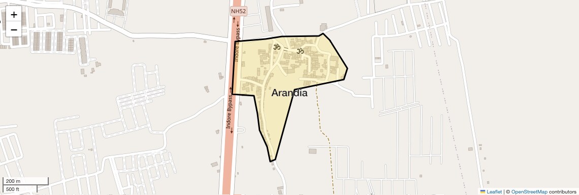 Location Map of Arandia, Indore