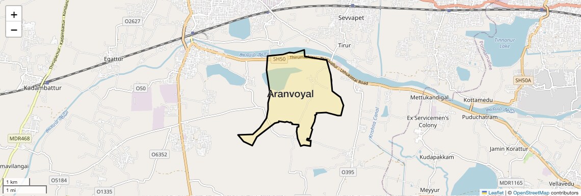 Location Map of Aranvoyal, Chennai