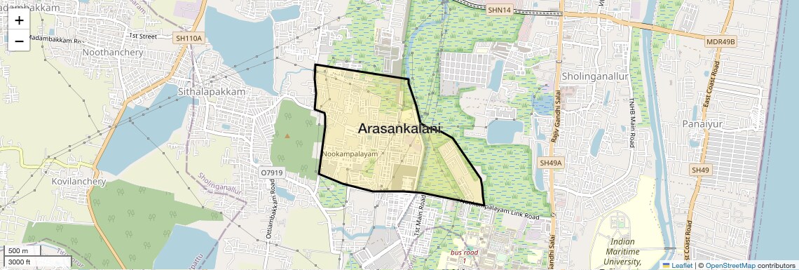 Location Map of Arasankalani, Chennai
