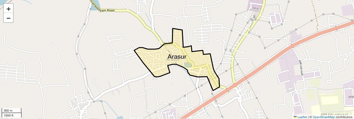 Location Map of Arasur, Coimbatore