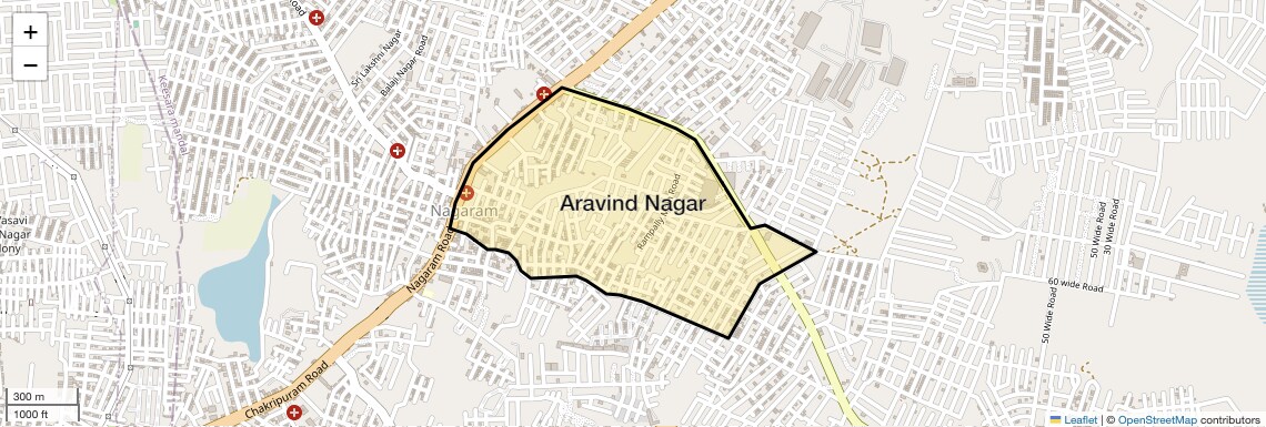 Location Map of Aravind Nagar, Hyderabad
