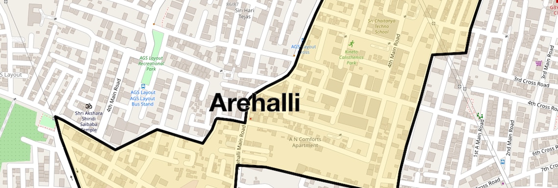 Location Map of Arehalli, Bangalore
