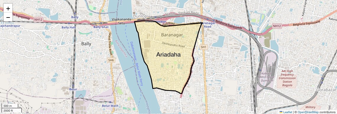 Location Map of Ariadaha, Kolkata
