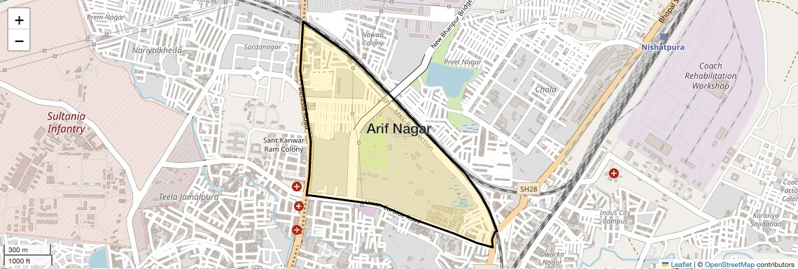 Location Map of Arif Nagar, Bhopal