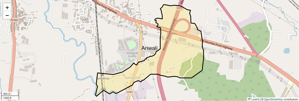 Location Map of Ariwali, Navi Mumbai