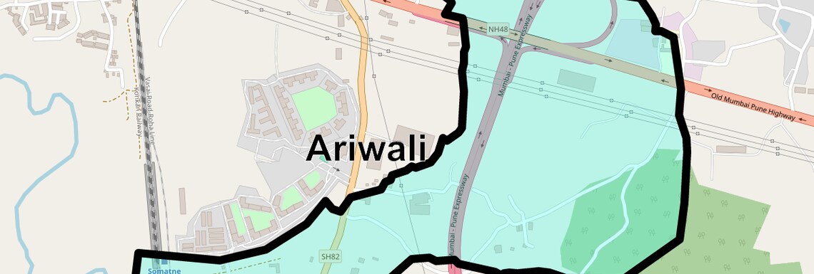 Location Map of Ariwali, Navi Mumbai