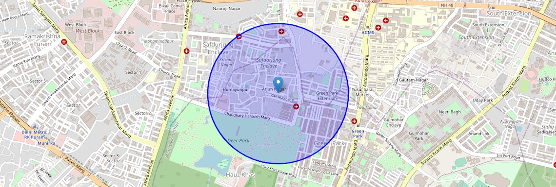 Location Map of Arjun Nagar, Delhi
