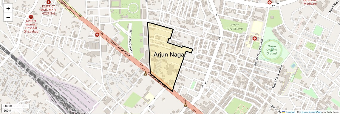 Location Map of Arjun Nagar, Ghaziabad