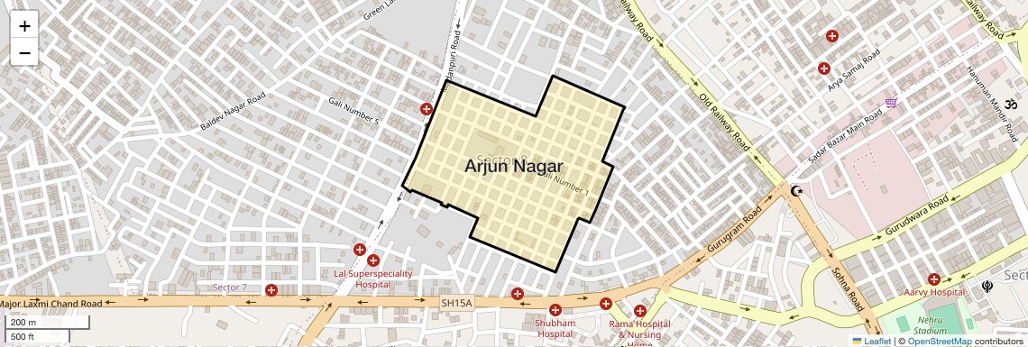 Location Map of Arjun Nagar, Gurgaon
