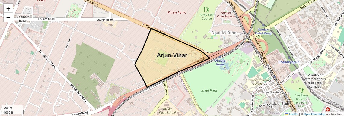 Location Map of Arjun Vihar, Delhi