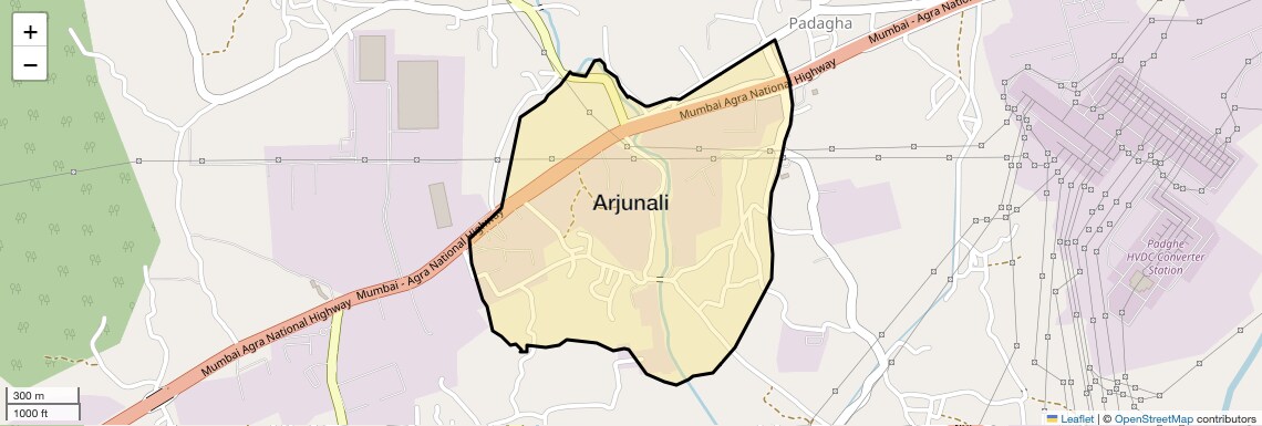Location Map of Arjunali, Thane