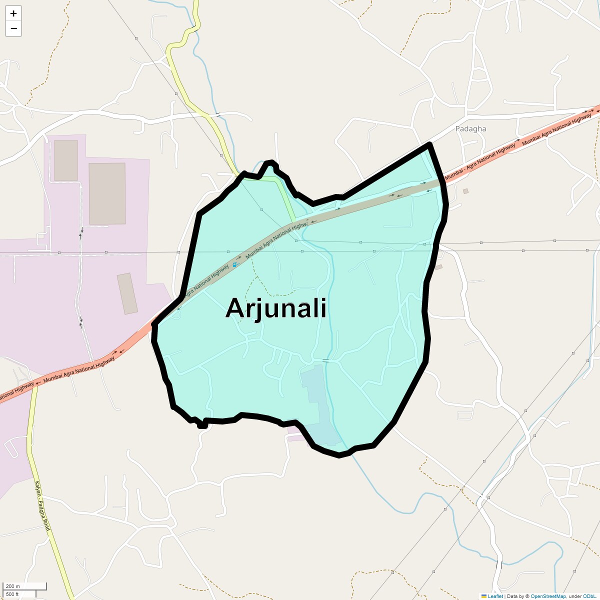 Location Map of Arjunali, Thane