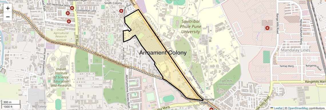 Location Map of Armament Colony, Pune
