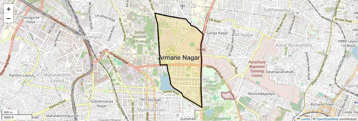 Location Map of Armane Nagar, Bangalore