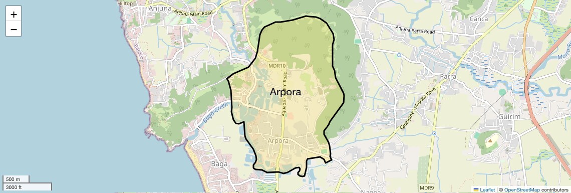 Location Map of Arpora, Goa