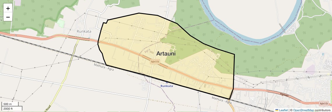Location Map of Artauni, Agra