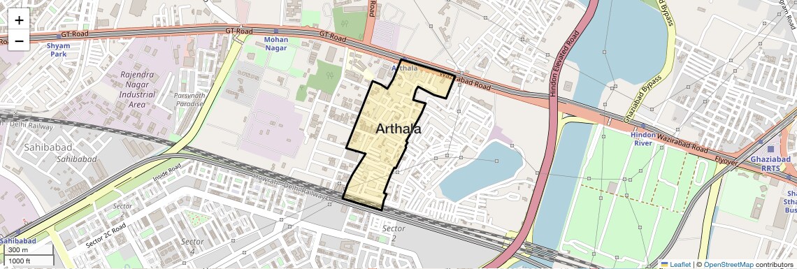 Location Map of Arthala, Ghaziabad