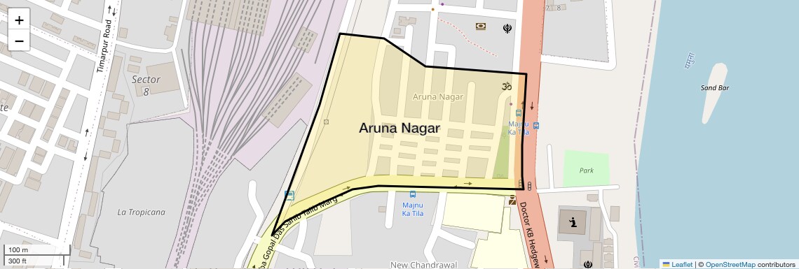Location Map of Aruna Nagar, Delhi