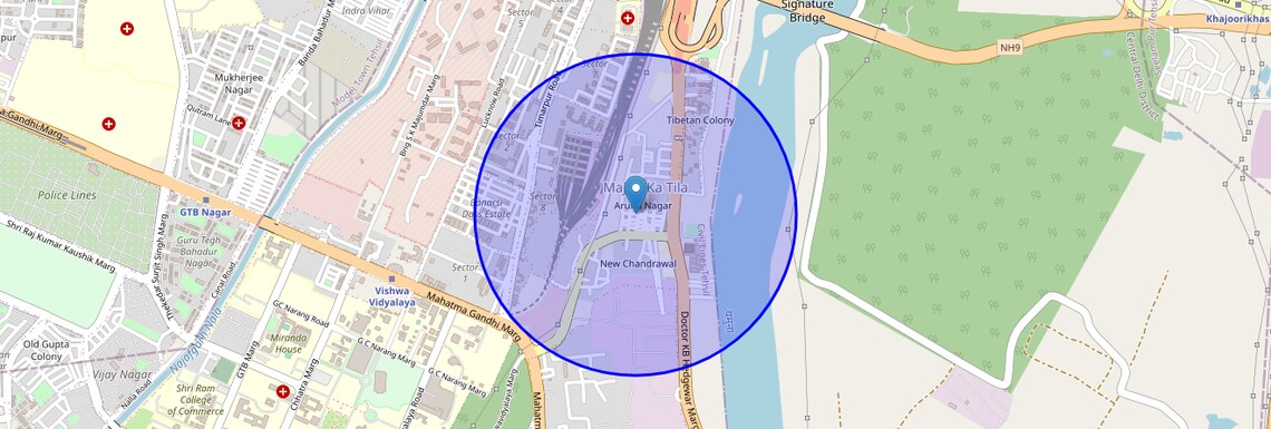 Location Map of Aruna Nagar, Delhi