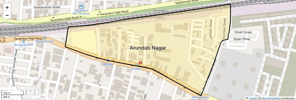 Location Map of Arundati Nagar, Chennai