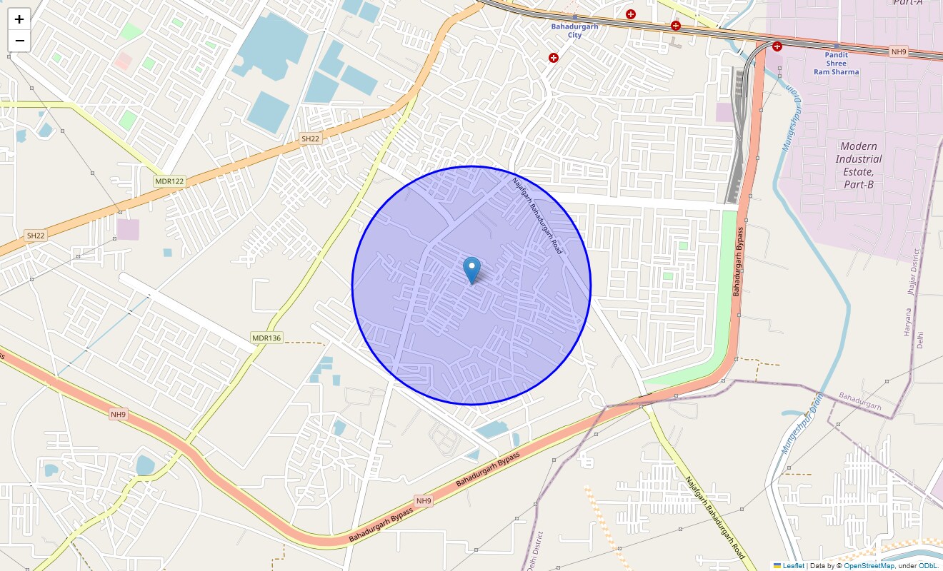 Location Map of Arya Nagar, Bahadurgarh