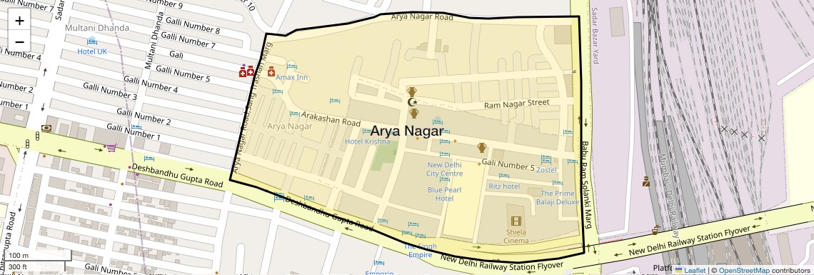 Location Map of Arya Nagar, Delhi