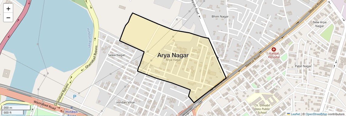 Location Map of Arya Nagar, Ghaziabad