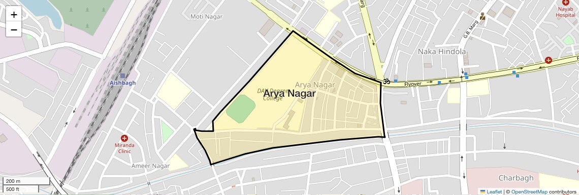 Location Map of Arya Nagar, Lucknow