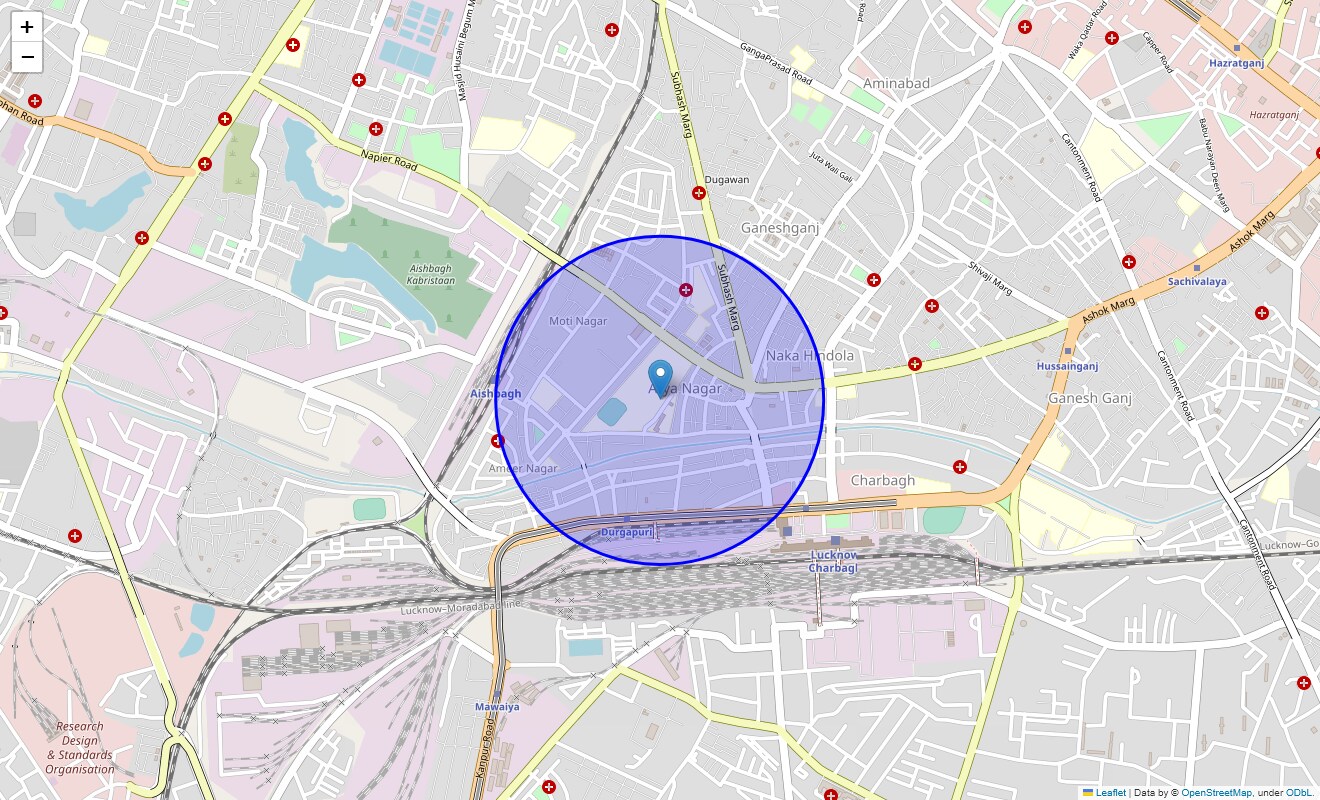 Location Map of Arya Nagar, Lucknow