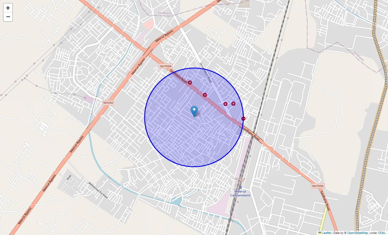 Location Map of Arya Nagar, Meerut
