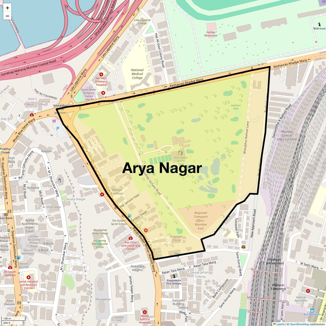 Location Map of Arya Nagar, Mumbai