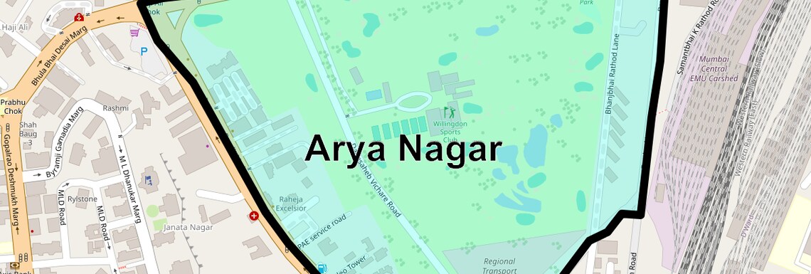 Location Map of Arya Nagar, Mumbai