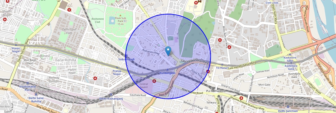 Location Map of Arya Pura, Delhi