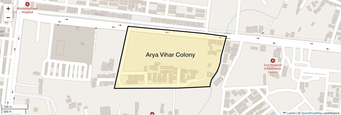 Location Map of Arya Vihar Colony, Bhubaneswar