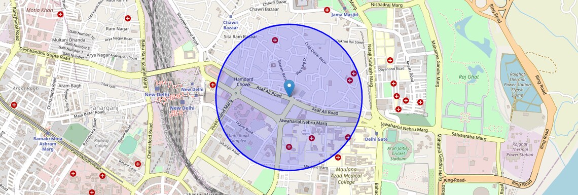 Location Map of Asaf Ali Road, Delhi