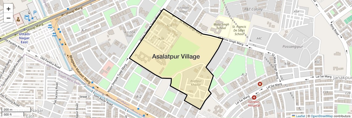 Location Map of Asalatpur Village, Delhi