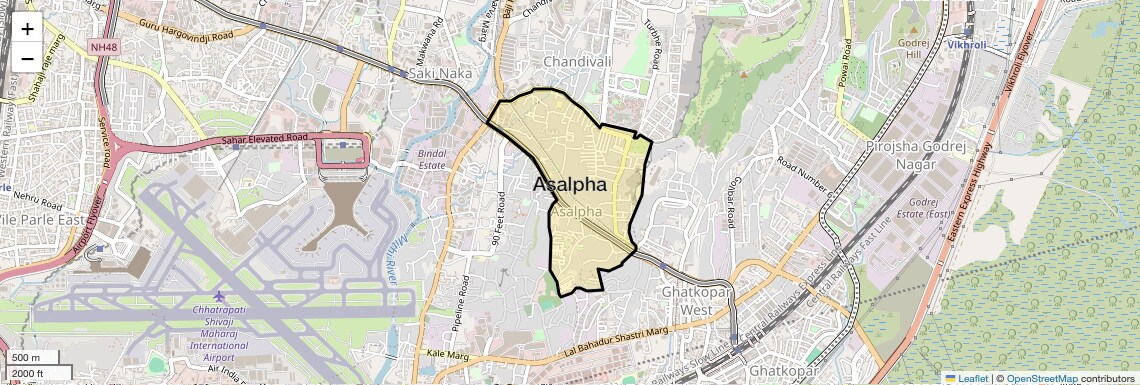 Location Map of Asalpha, Mumbai