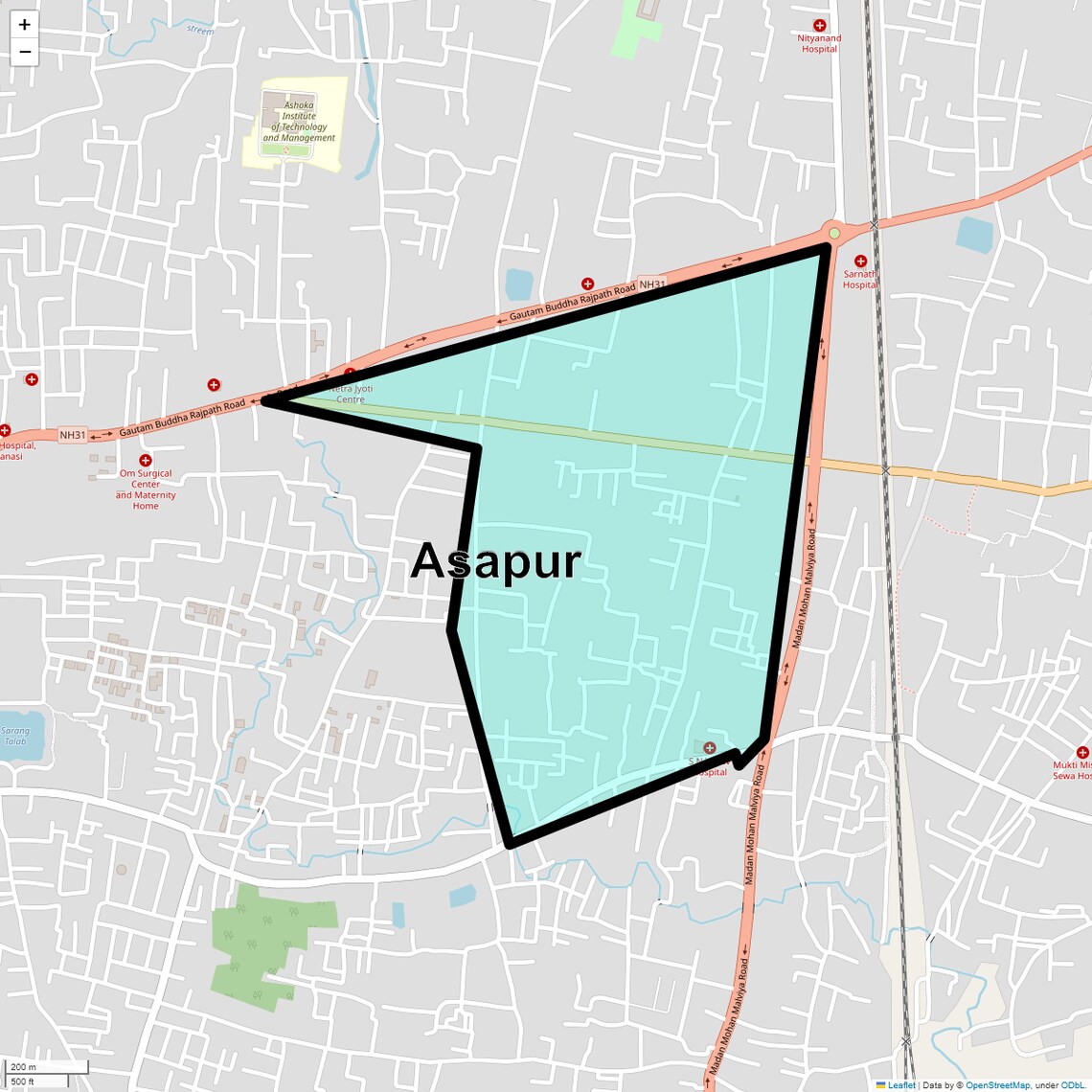 Location Map of Asapur, Varanasi