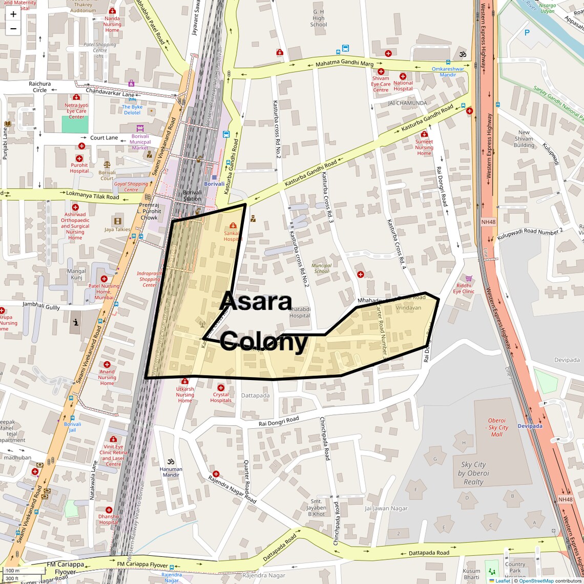 Location Map of Asara Colony, Mumbai
