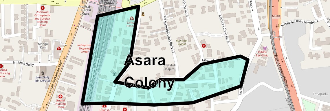 Location Map of Asara Colony, Mumbai