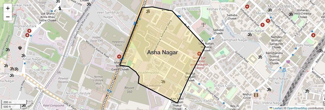 Location Map of Asha Nagar, Mumbai