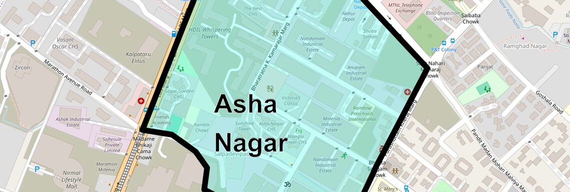 Location Map of Asha Nagar, Mumbai