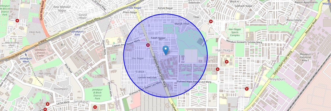 Location Map of Asha Park, Delhi