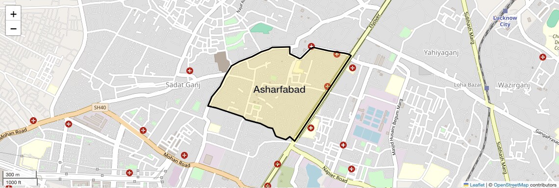 Location Map of Asharfabad, Lucknow