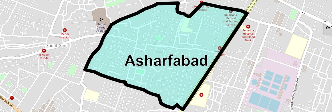 Location Map of Asharfabad, Lucknow