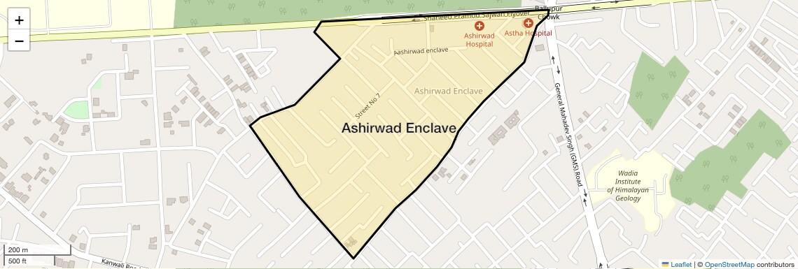 Location Map of Ashirwad Enclave, Dehradun